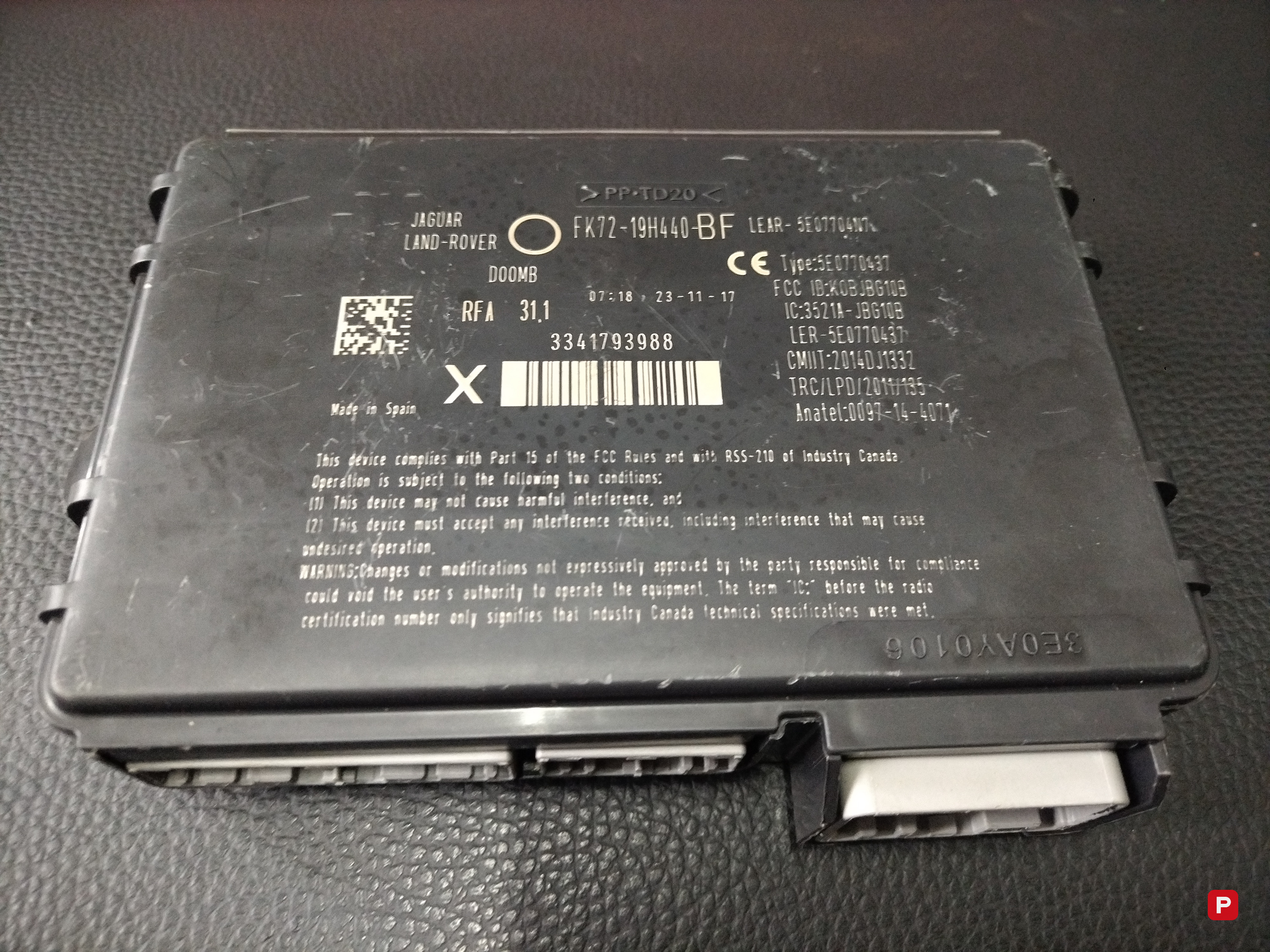 Keyless entry Module — Jaguar XF 5.0 V8 2010–2014 — PTV-000428